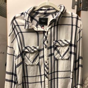 Rails navy and white flannel